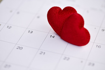 14th february date and red heart
