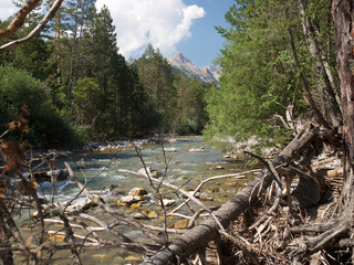 Fluss in Frankreich mit Bergen 