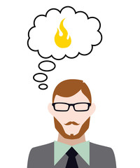 Person denkt an Feuer