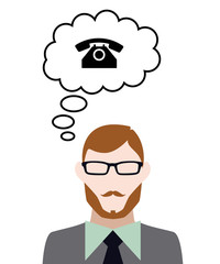 Person denkt an Telefon