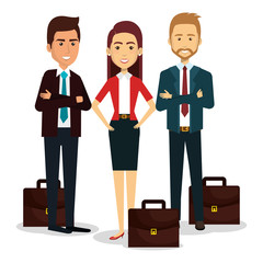 group of businespeople with portfolio teamwork vector illustration design