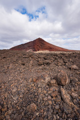 Volcanic crater (Montana Bermeja) in Lanzarote, Canary islands, Spain.