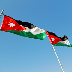 in jordan the national flag in the wind