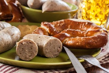 Bavarian breakfast with white sausage