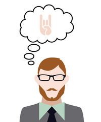 Person denkt an Metalhand