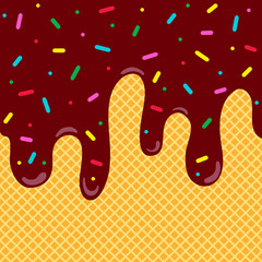 ice cream melted background with waffle or cone..