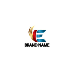 logo e with wing exclusive modern metal vector design