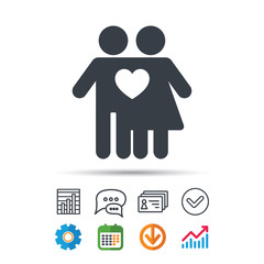 Couple love icon. Traditional young family sign.