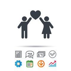 Couple love icon. Traditional young family sign.