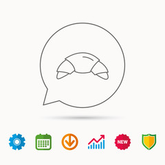 Croissant icon. Bread bun sign.