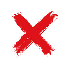 Hand drawn cross. Grunge cross. Cross made with brush stroke on isolated background