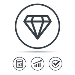Diamond icon. Jewelry gem sign.