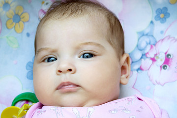 Close-up portrait of a child. Funny emotions. Thoughtful look