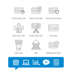 Bank credit card icons. Banking signs.