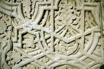 Masterpiece of wood carving on door, Khiva, Uzbekistan