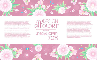 Flower Card. Cute Card Design Template for Birthday, Anniversary, Wedding, Baby and Bride Shower and so on.