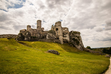 Fototapeta premium Big medieval castle ruins on the hill
