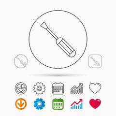 Screwdriver icon. Repair or fix tool sign.