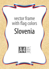 Frame and border of ribbon with the colors of the Slovenia flag, template elements for your certificate and diploma. Vector, with bleed three mm.