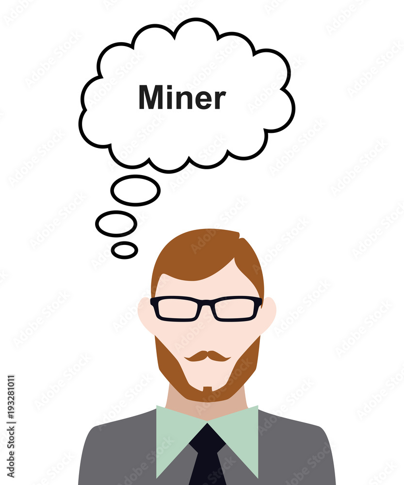 Sticker person denkt an miner