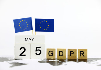 General Data Protection Regulation (GDPR) text and calendar may 25 on Map Europe