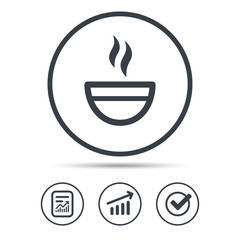 Tea cup icon. Hot coffee drink sign.