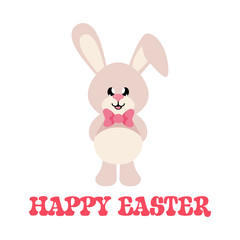 cartoon easter bunny with tie and text