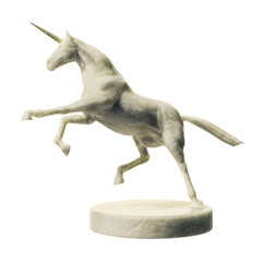 a beautyful marble unicorn figure isolated on white background © magann