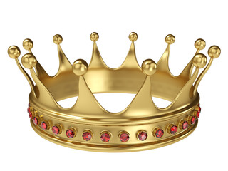 Shiny gold crown decorated with precious gems