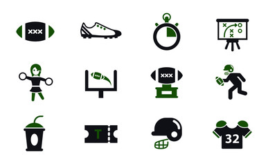 american football simple vector icons in two colors
