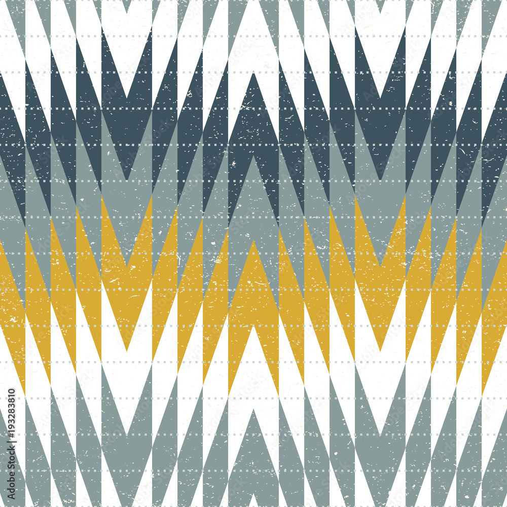 Poster Modern vector seamless pattern with abstract zig zags. Fabric look geometric repeat in retro pastel colors with simple background and texture.