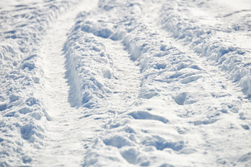 Fototapeta na wymiar Path in snow after snowfall