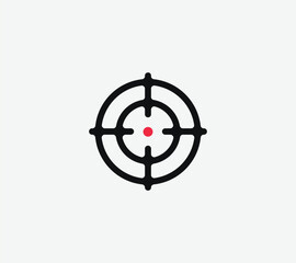 Aim vector linear stylized icon, goal abstract sign, target symbol, gun business logo template, vector illustration on white background.