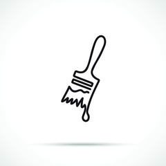 Obraz premium Brush with drop of paint icon isolated on white background. Working tool icon sign symbol. Single line art style.