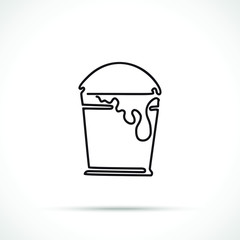 Bucket of paint icon isolated on white background. Working tool icon sign symbol. Single line art style.