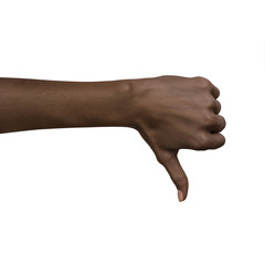 African american black hand gesture isolated on white background