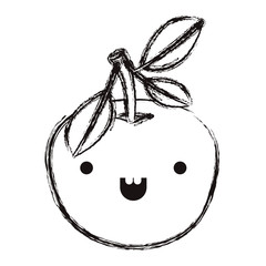 orange fresh and citrus fruit kawaii character vector illustration design