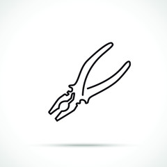 Pliers icon. Pliers icon isolated on white background. Working tool icon sign symbol. One line art style.