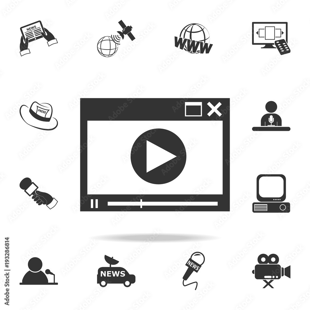 Poster video player for web icon. detailed set icons of media element icon. premium quality graphic design.