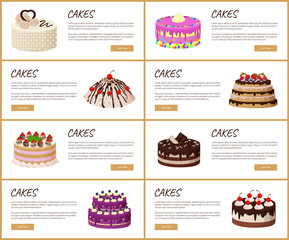 Cakes Variety Page Online Shop Vector Illustration