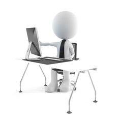 Fototapeta premium Schreibtischarbeit - Angestellter arbeitet am Computer
