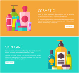 Skin Care Cosmetic Set, Color Vector Illustration