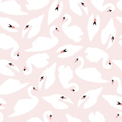 Obraz premium Łabędź wzór na różowym tle, ilustracji wektorowych