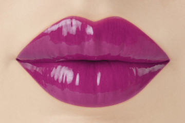 Pink glossy sensual lips