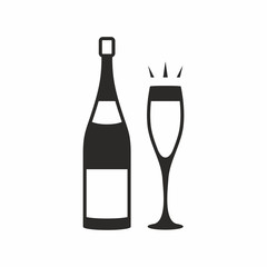 glass of champagne and bottle