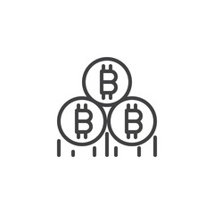Bitcoin mining outline icon. linear style sign for mobile concept and web design. Cryptocurrency money simple line vector icon. Virtual crypto currency coin symbol, logo illustration. Vector graphics