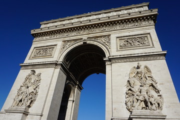 Fototapeta na wymiar Arc de Triomphe, The famous and classic monuments in Paris, Located at Champs-Elysees, honors those who fought and died in French revolutionary and Napoleonic Wars