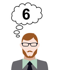 Person denkt an 6