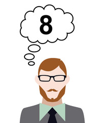 Person denkt an 8
