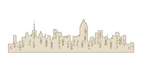 Obraz premium Vector city silhouette. Night town on transparent background. City landscape